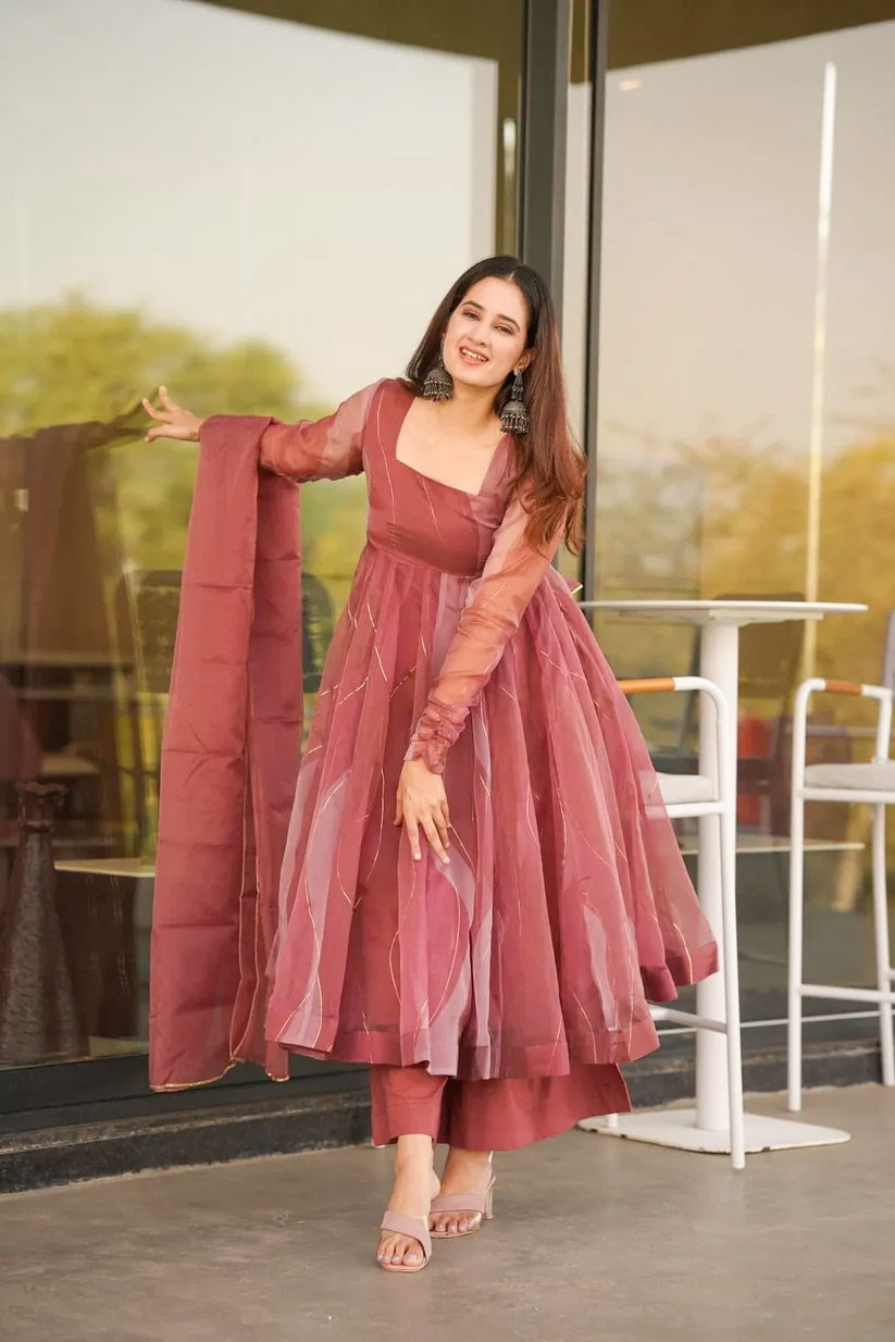 Anarkali organza suit