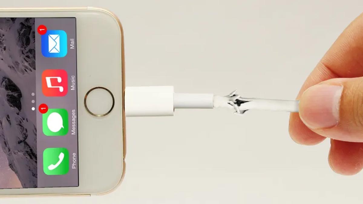 damaged charging cable harmful