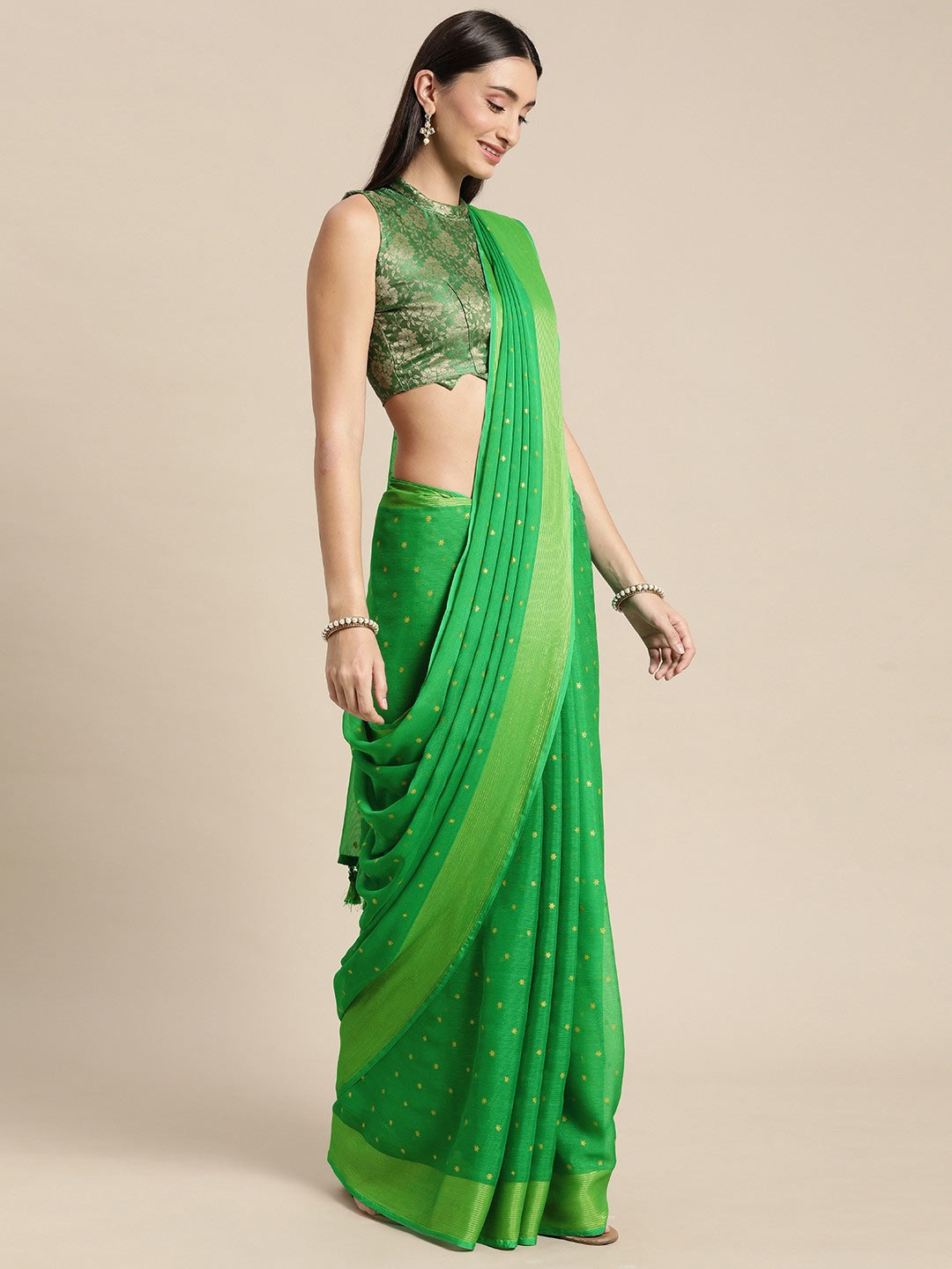 Border work chiffon saree