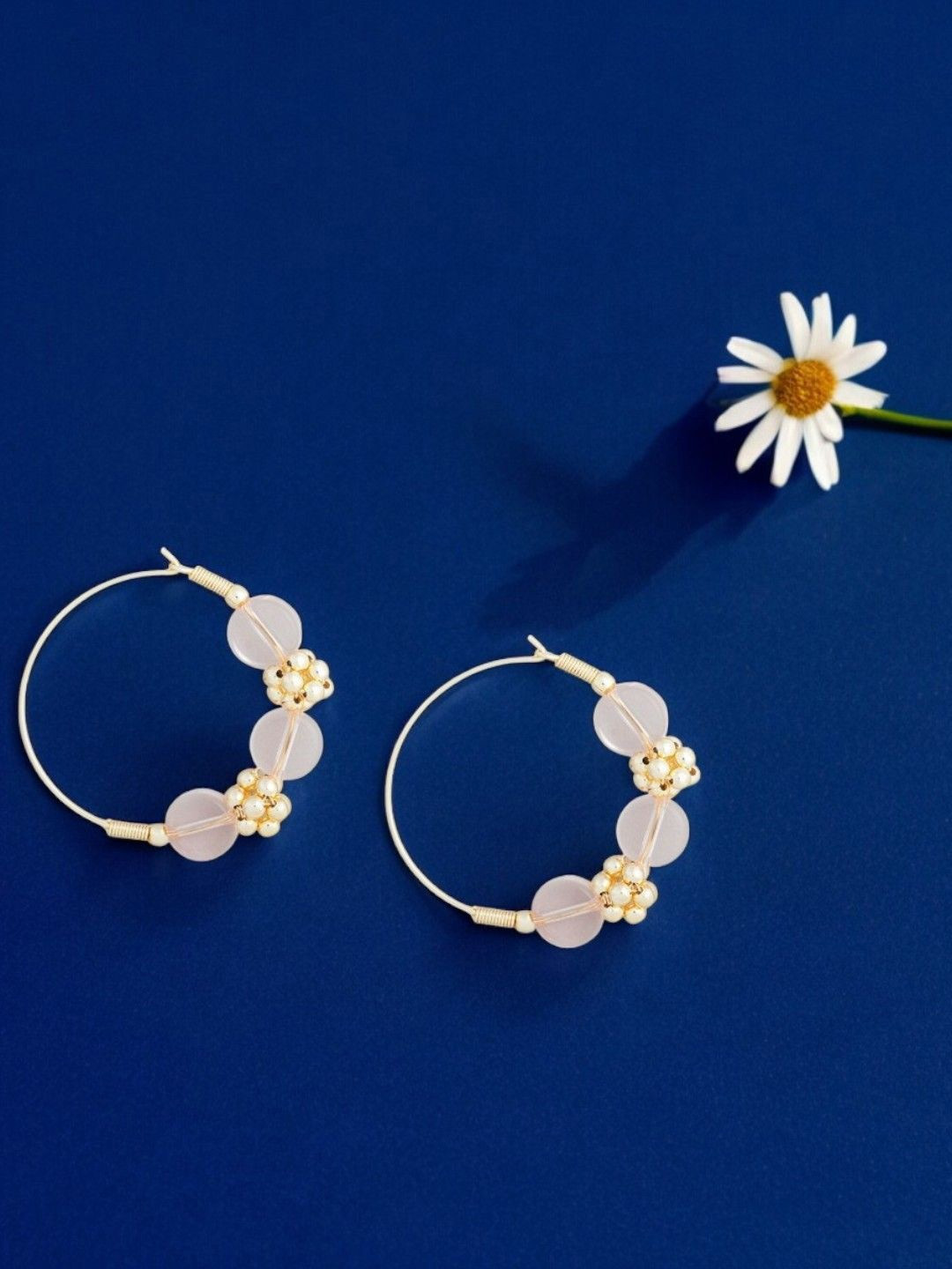 Flower Design Hoops Earrings