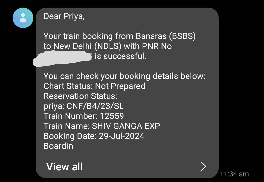 pnr to coach number what irctc sends in ticket sms2