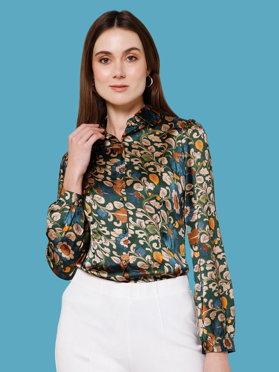 Floral Print Designs Satin Shirt