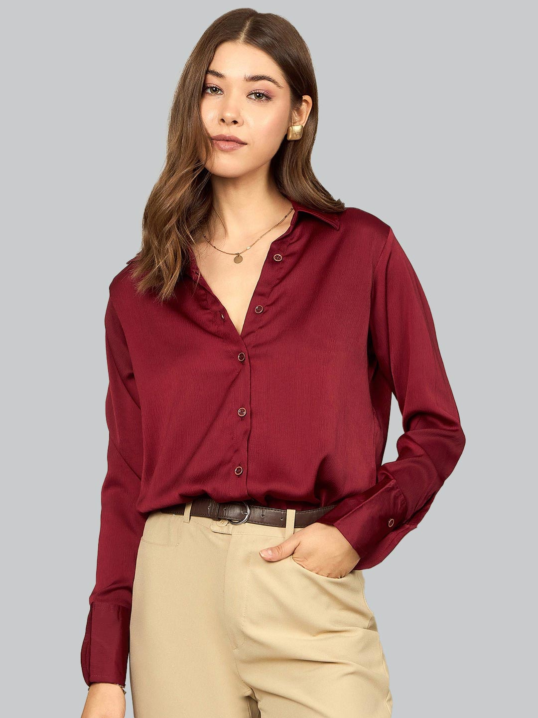 Plain Satin Shirt Designs