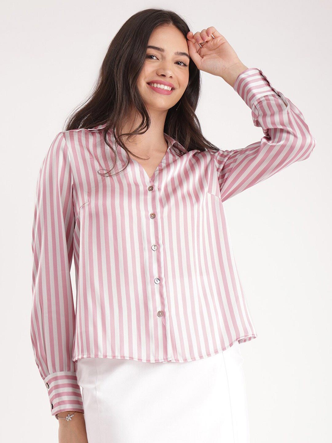 Strip Satin Casual Shirt