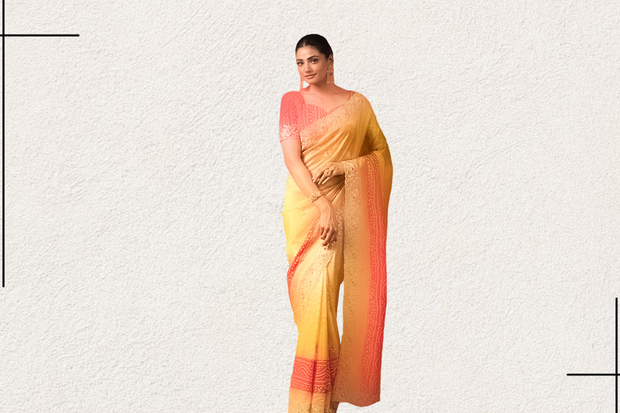 yellow saree look (2)
