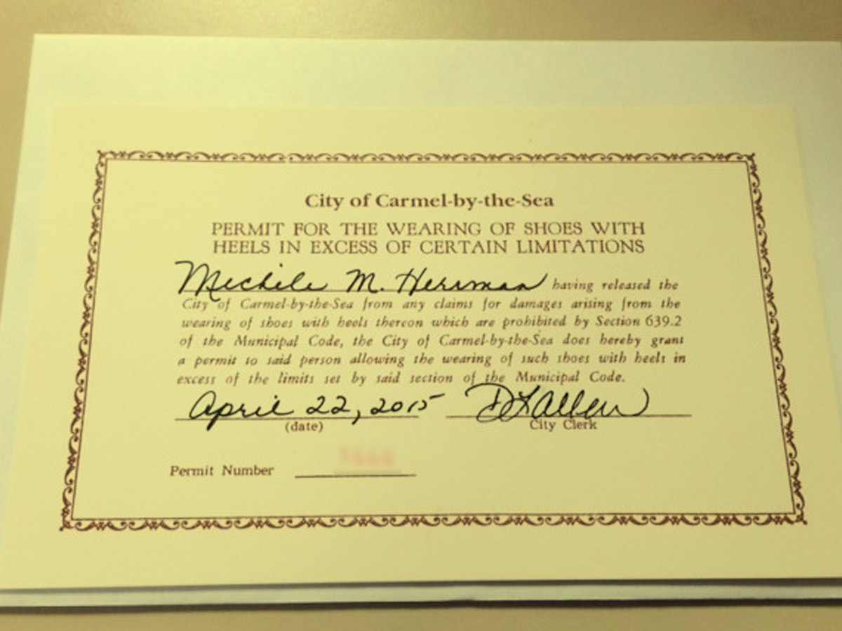 Carmel high heel permit,