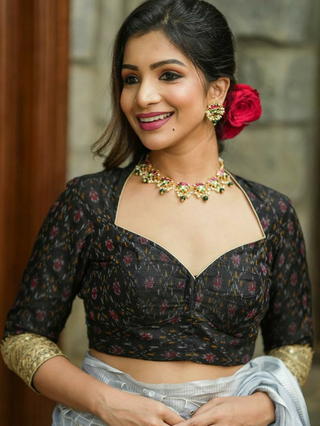 Sweetheart Neckline Blouse (2)