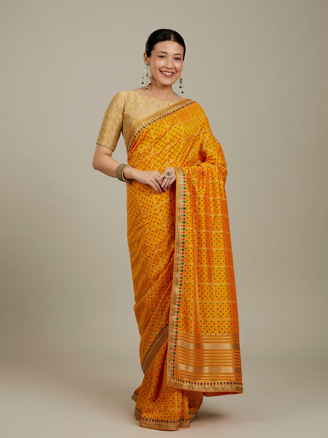ellow Colour Bandhani Saree