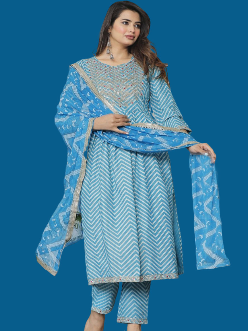 Leheriya print suit