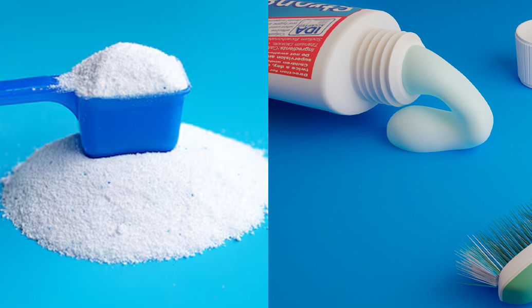 toothpaste detergent powder cleaning hacks