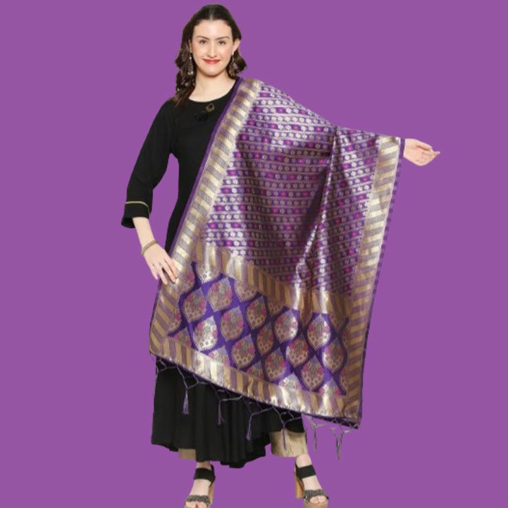 blue banarsi dupatta