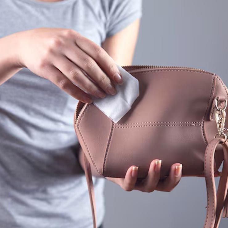 clean leather purse with butter