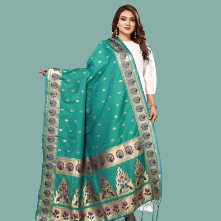 green banarsi dupatta