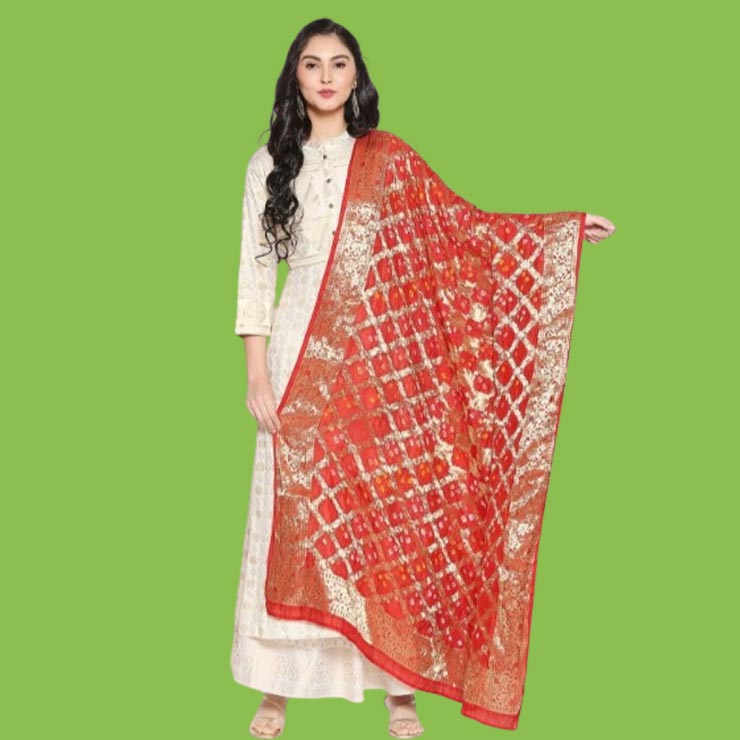 red banarsi dupatta