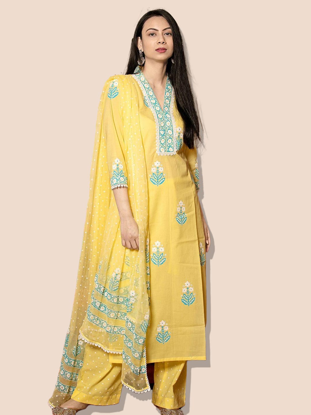 yellow cotton suit