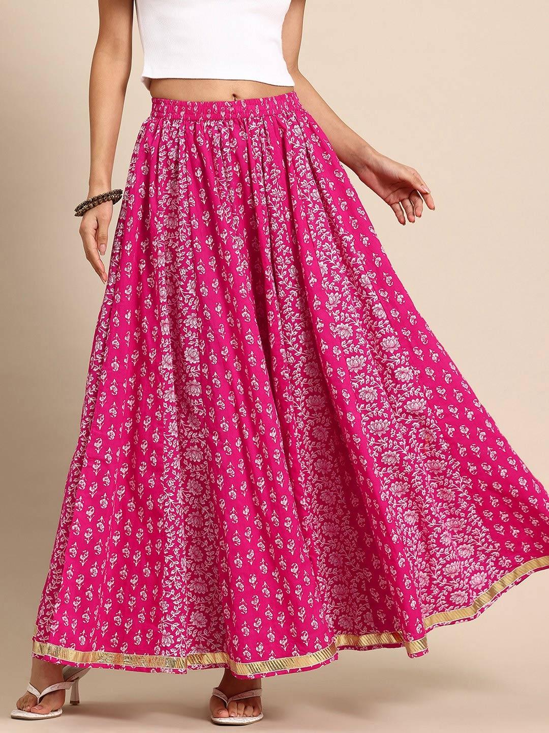 Floral print long skirt