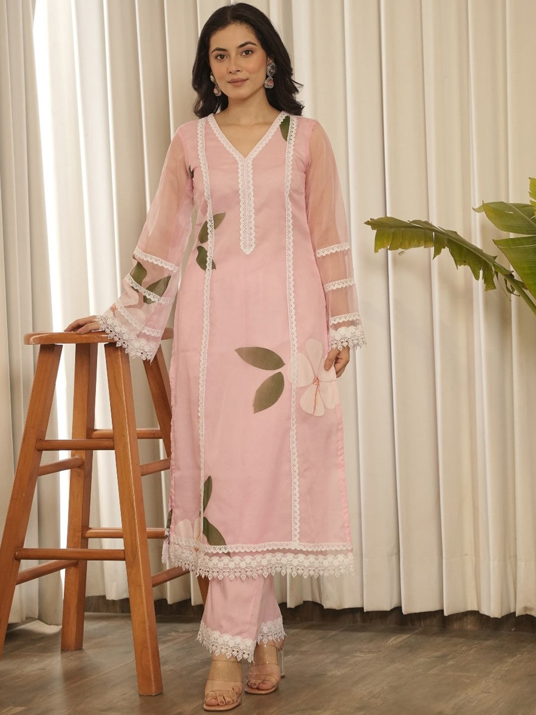Lace work kurta designs