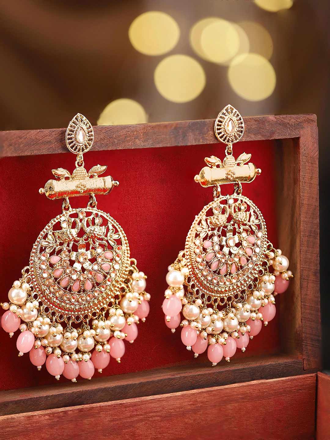 colorful beads chandbali jhumka