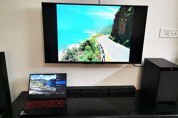 Connect TV and laptop with HDMI cable