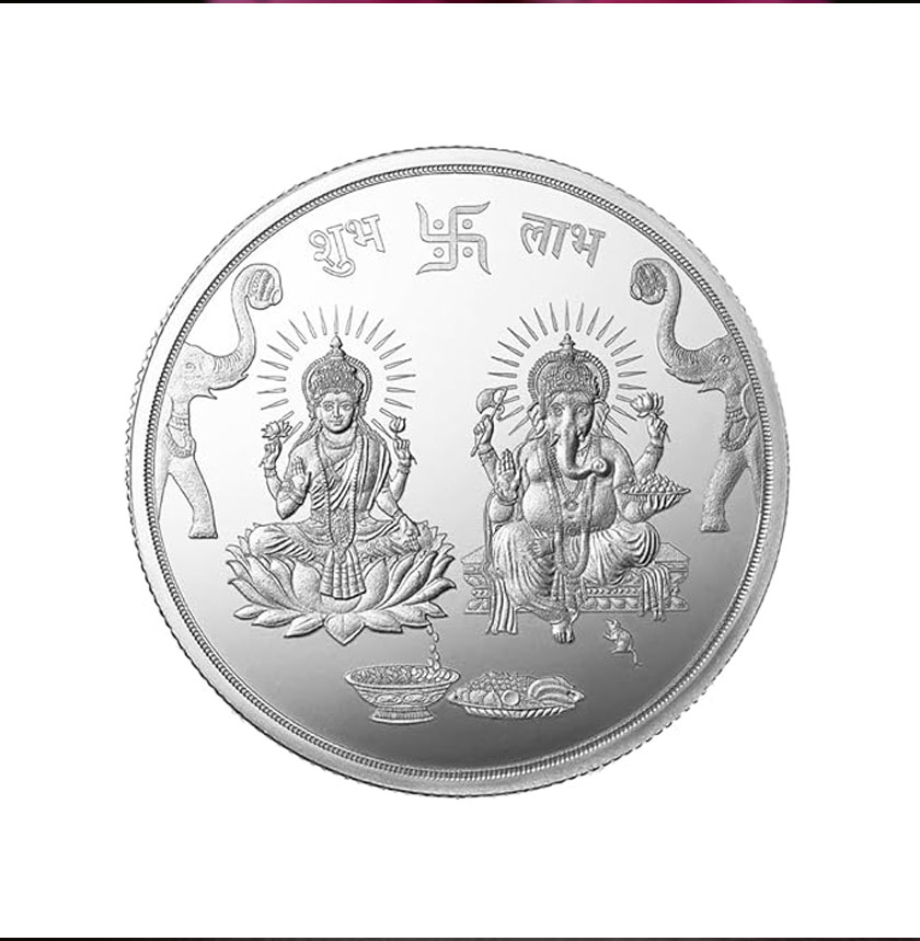 Goddess lakshmi and ganesha silver coin