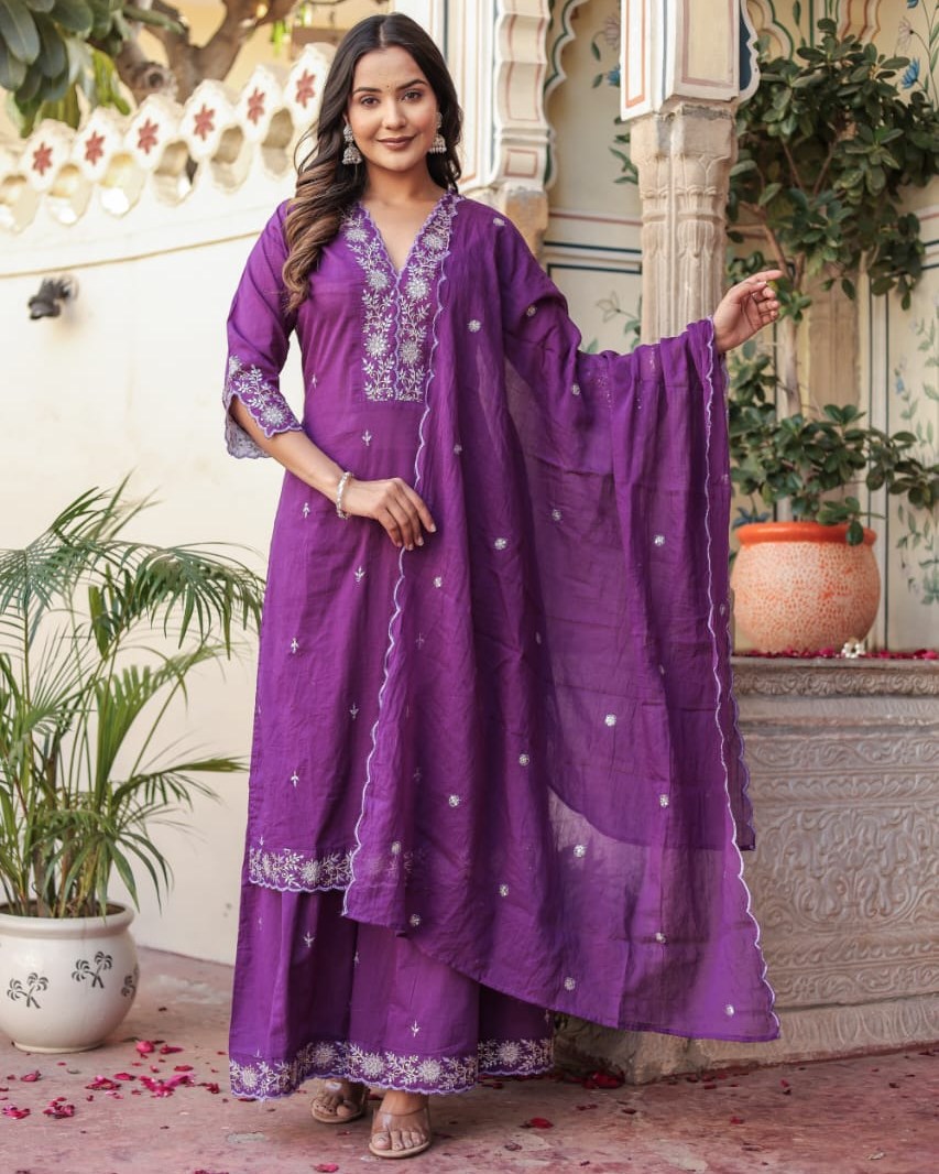 classy pehnava-pure cotton suit set designs