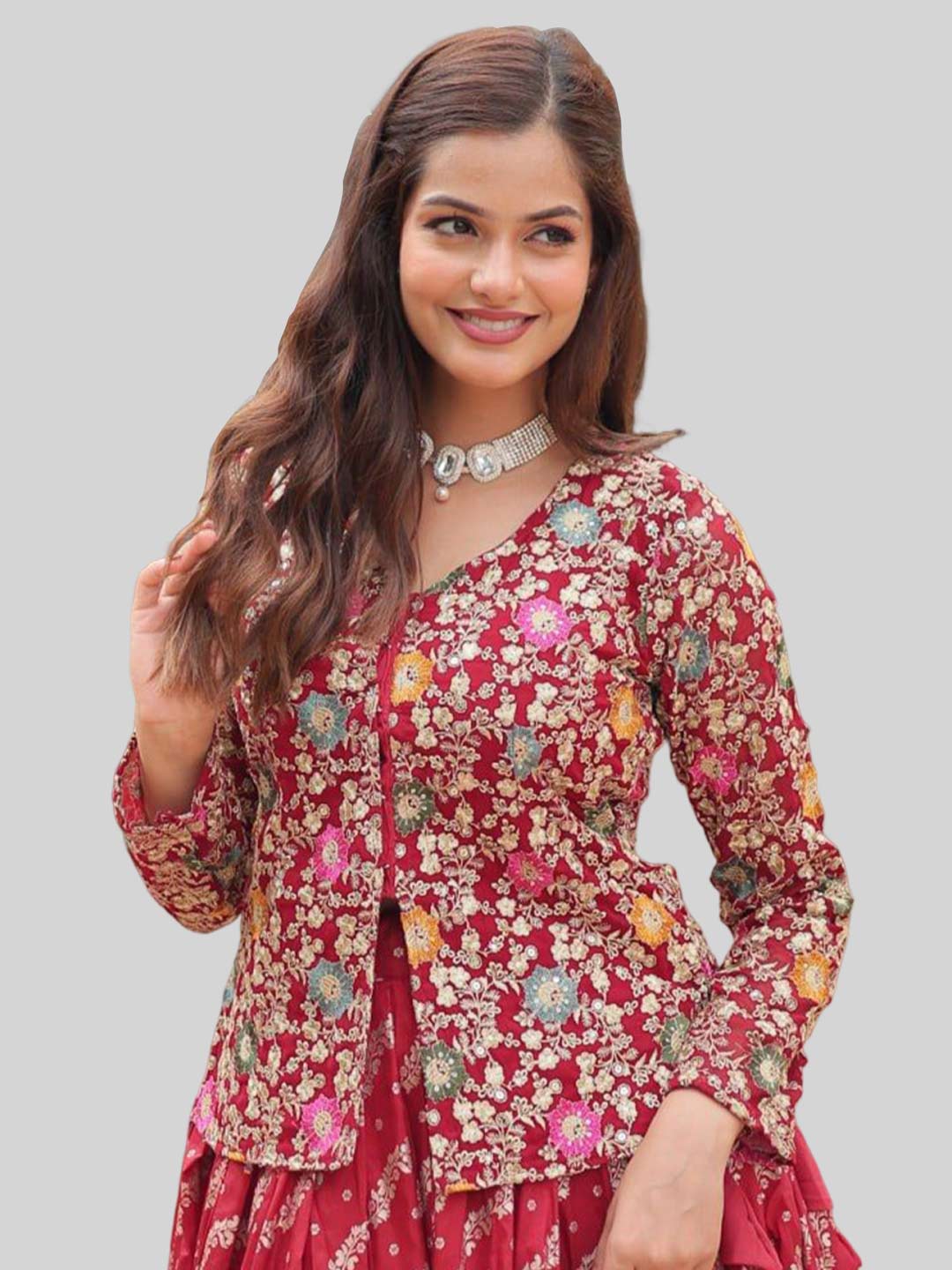 thread work long blouse