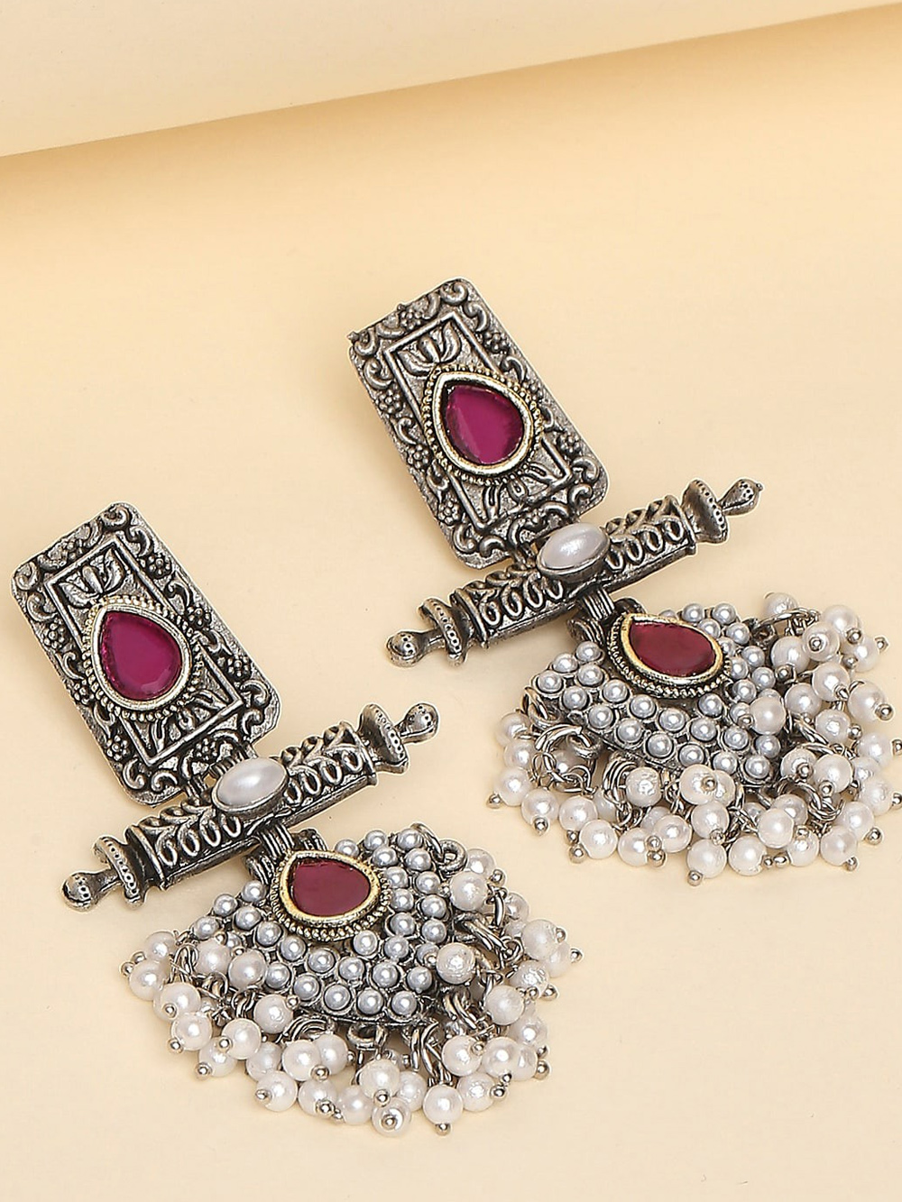 oxidised drop earrings