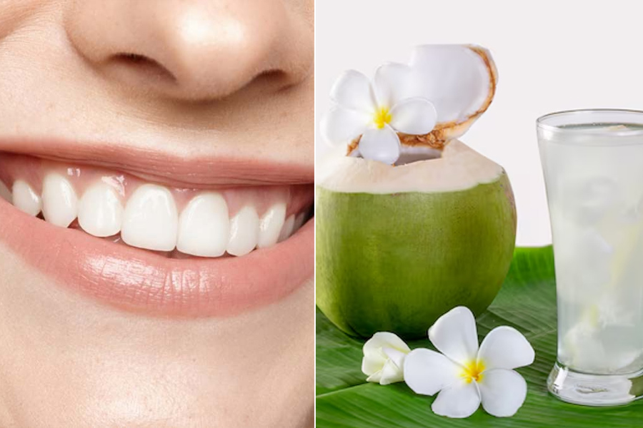 coconut water for  yellow teeth whiten
