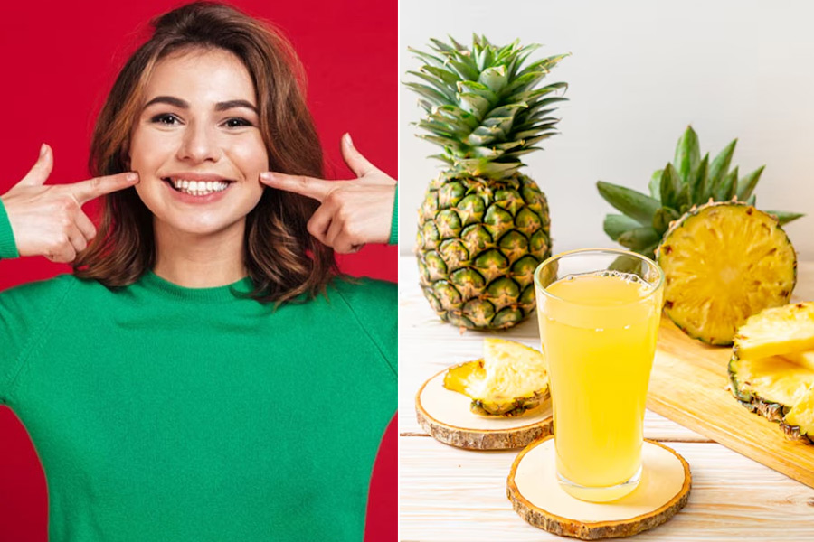 pineapple juice for yellow teeth whiten