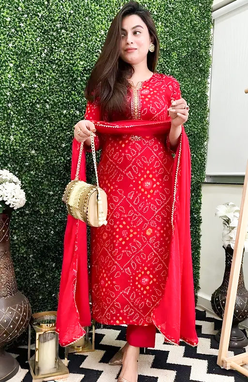 Bandhani fabric suit