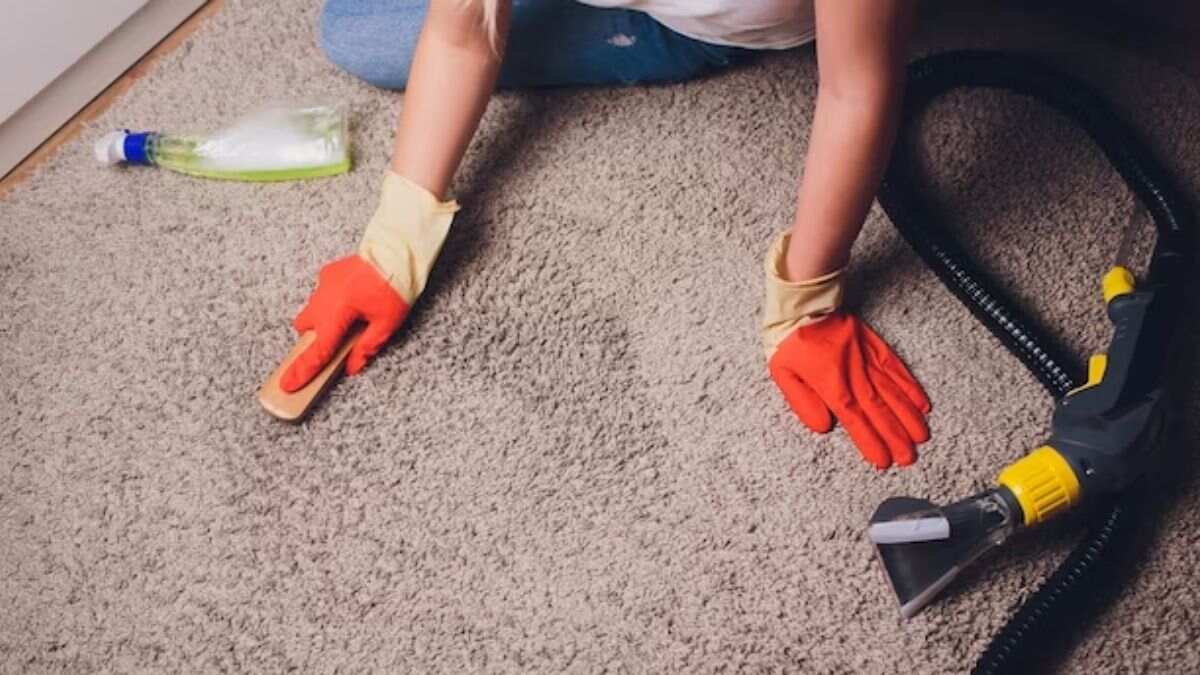 How does the iron and towel trick remove carpet stains