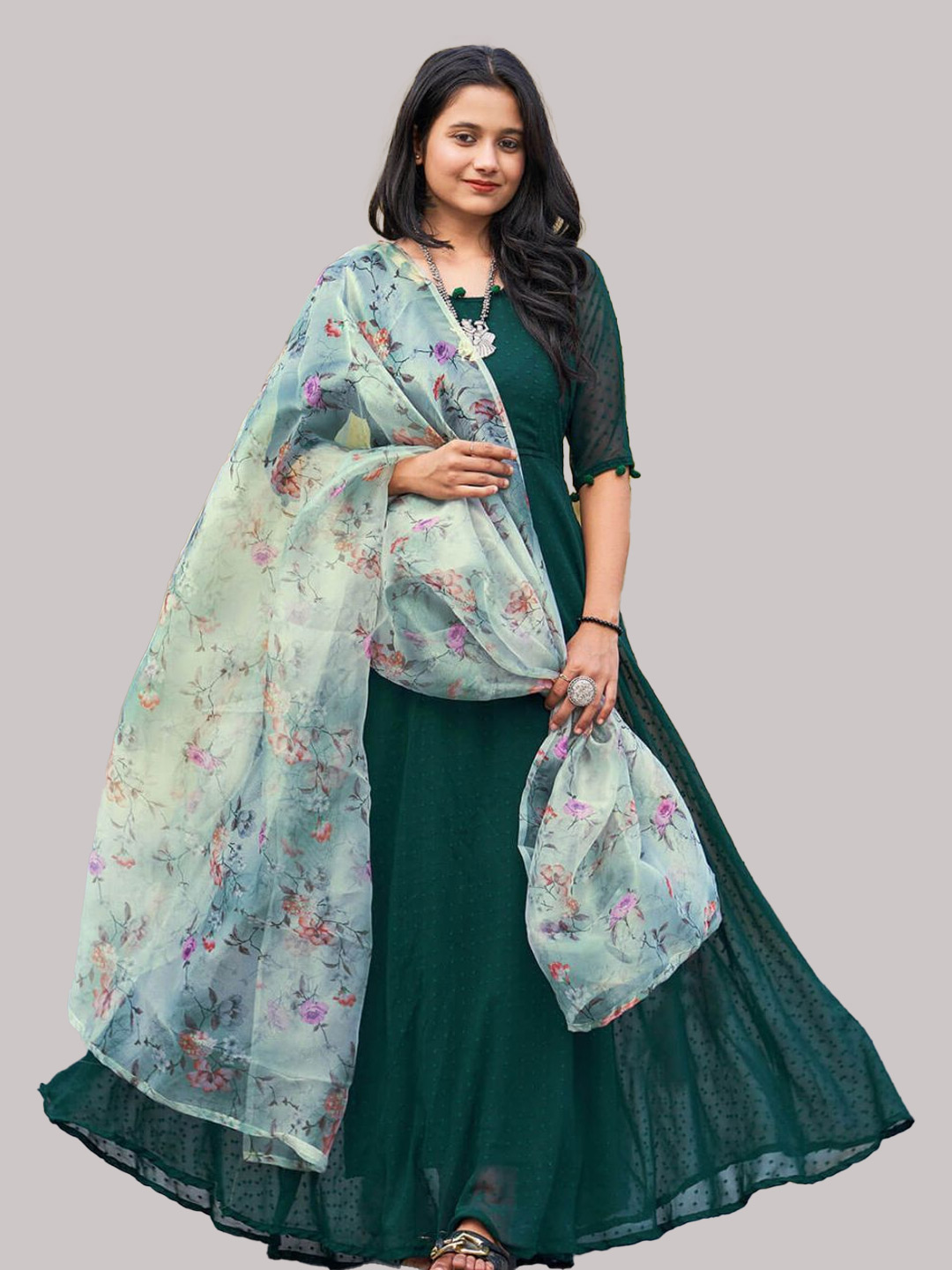 green long dress with dupatta (2)