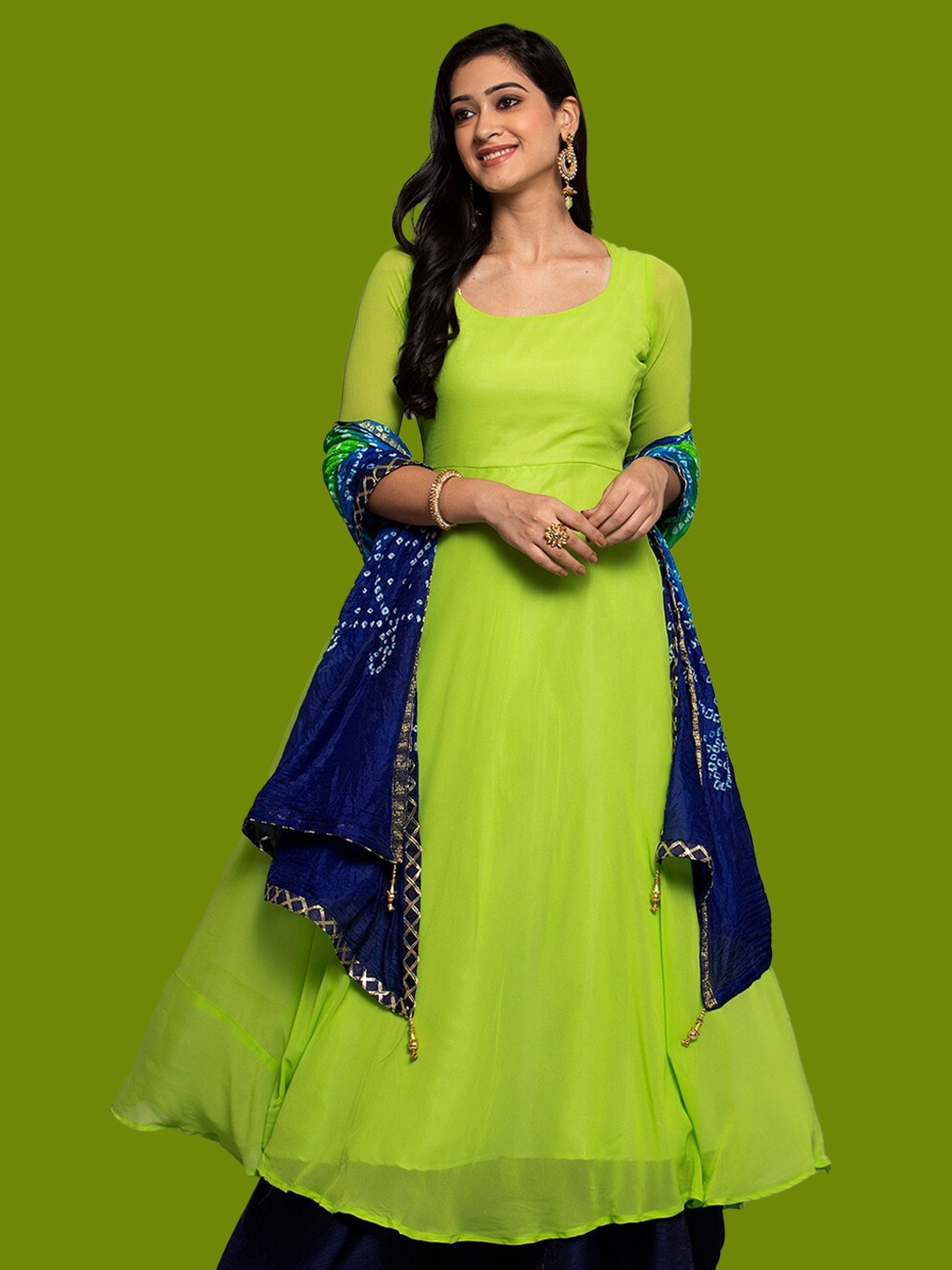 green long dress with dupatta (4)