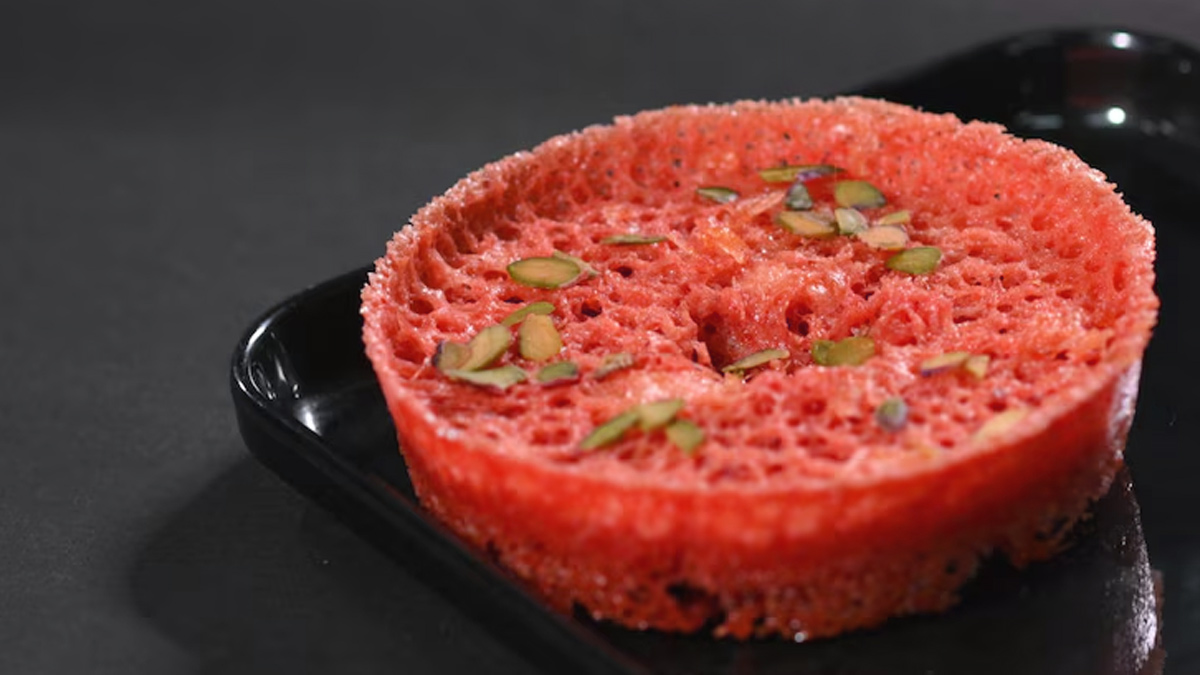 rose badam ghevar recipe hindi