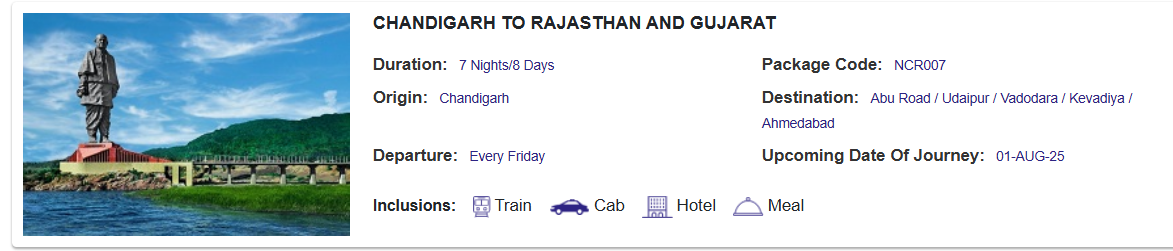 irctc rajasthan to gujarat tour package