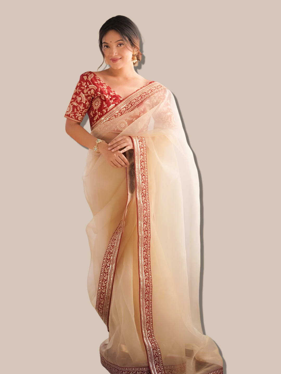 off white orgenza saree