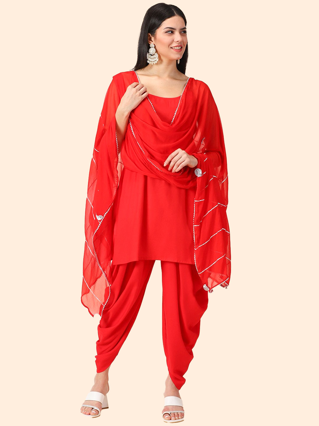 red patiala suit