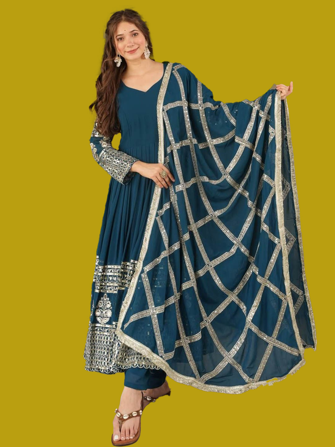 Embrodery work anarkali suit