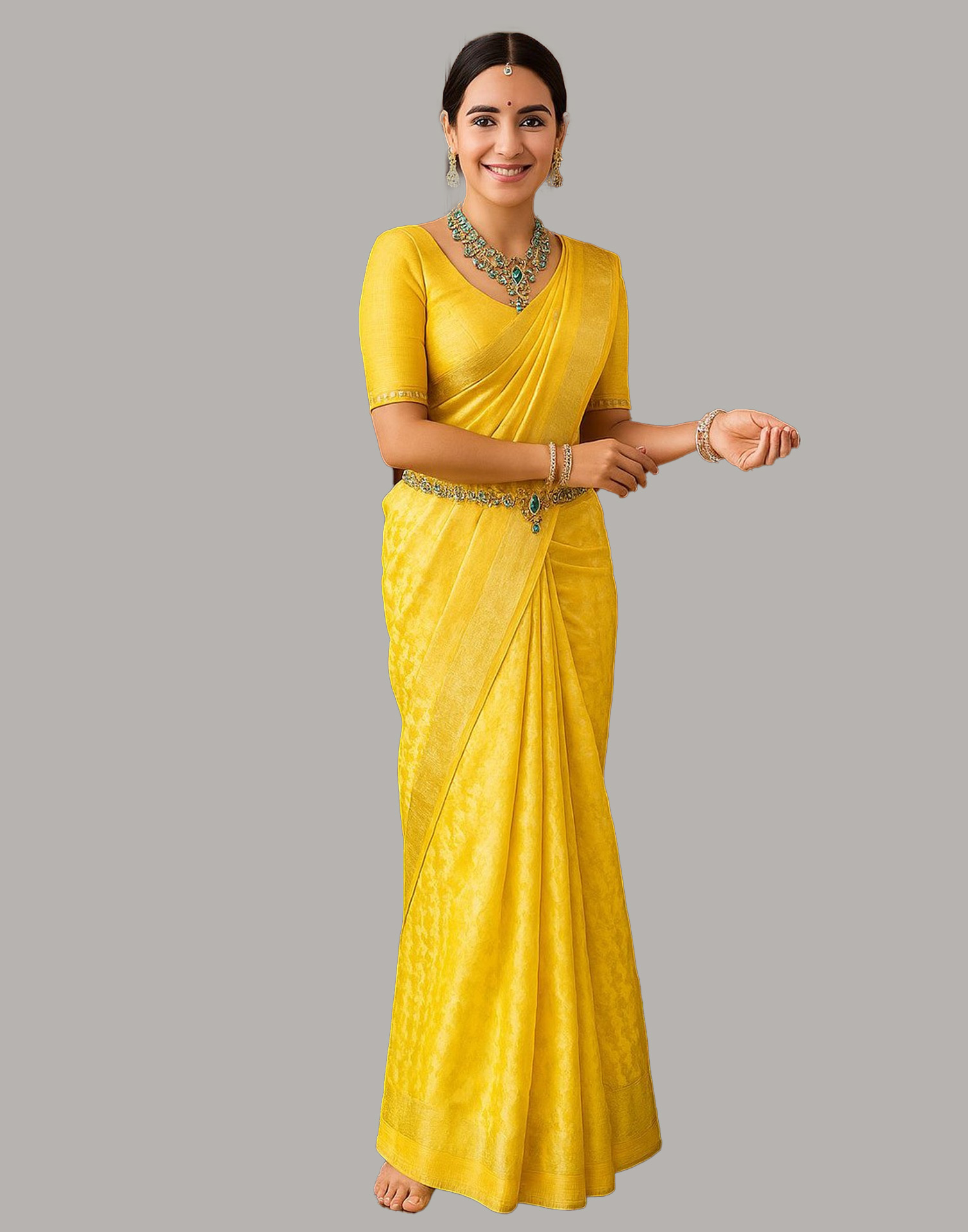 Silk yellow saree