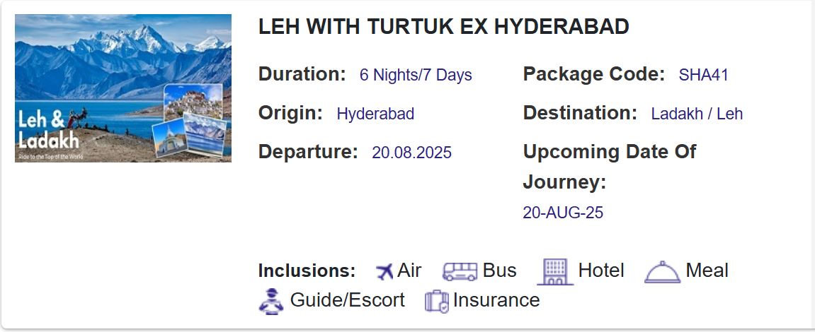 hyderabad to ladakh tour packages under rs 50000 know facilities and all details