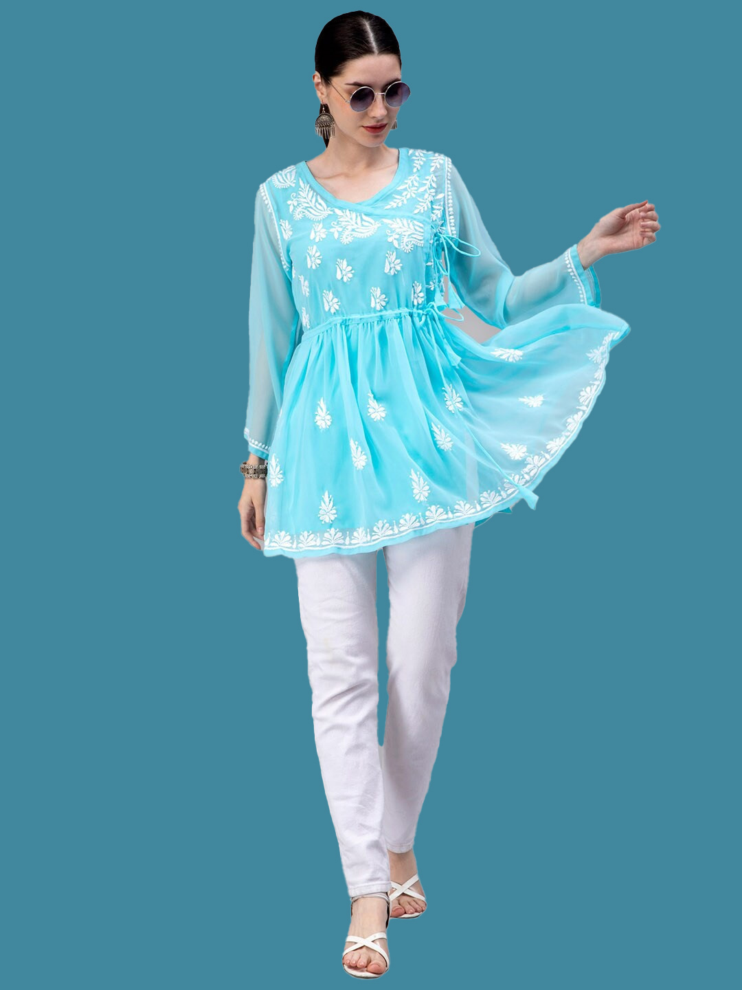 short chikankari kurti
