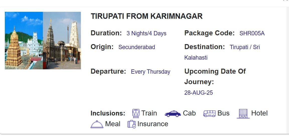 irctc tour package under rs 10000 travel food and sightseeing includedss