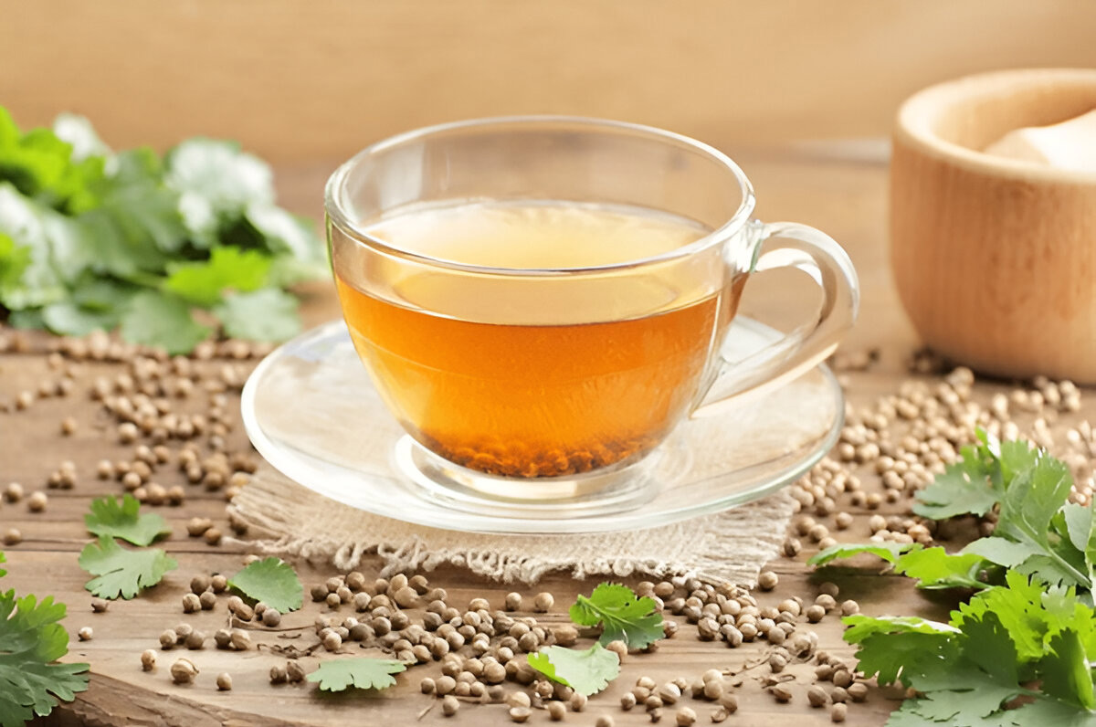 Coriander tea to balance pitta dosha