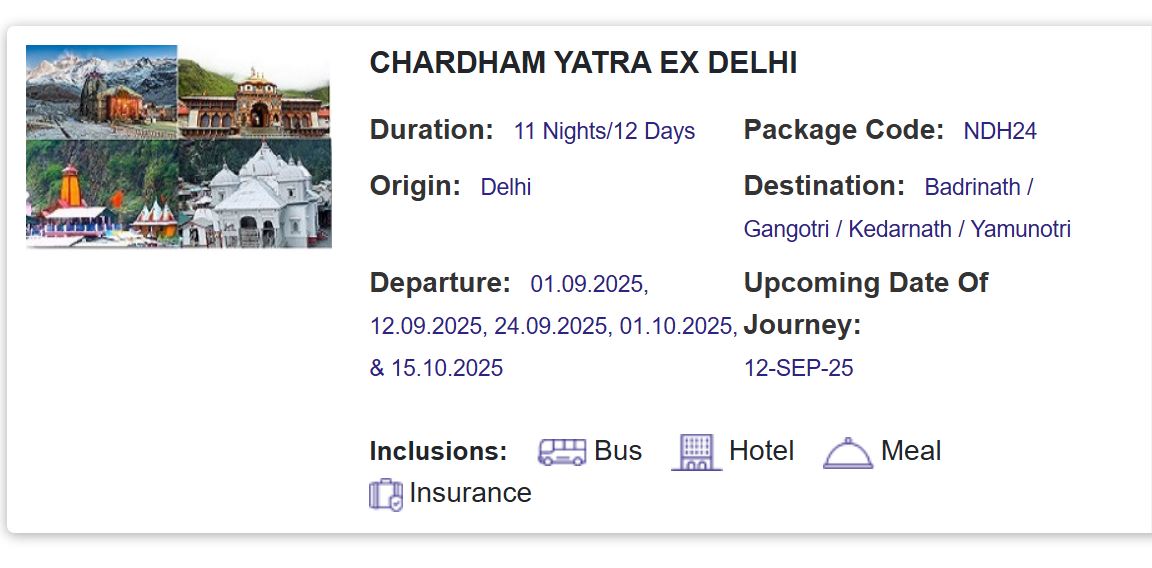 irctc char dham tour package in september under rs 50000 know full facilities heref