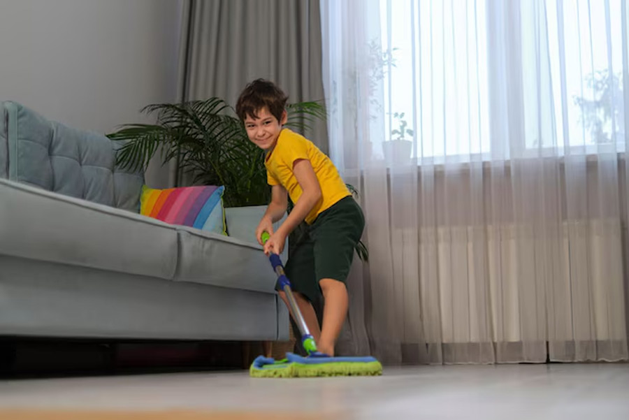 kids cleaning
