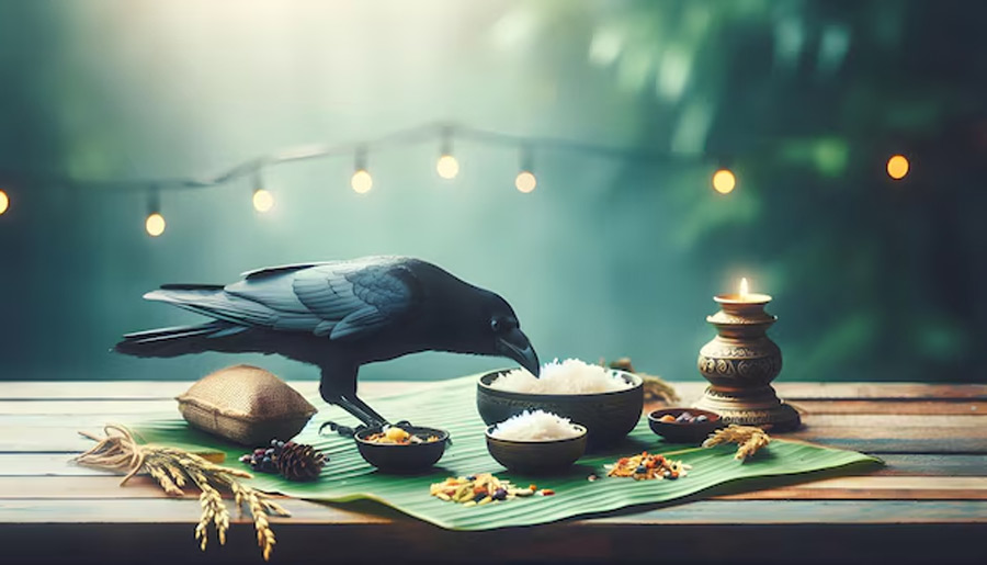 pitru paksh me kaue ko bhojn karana