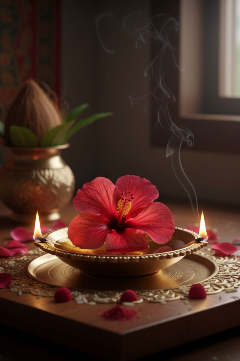 benefits of offering hibiscus flowers soaked in oil to maa durga during navratri