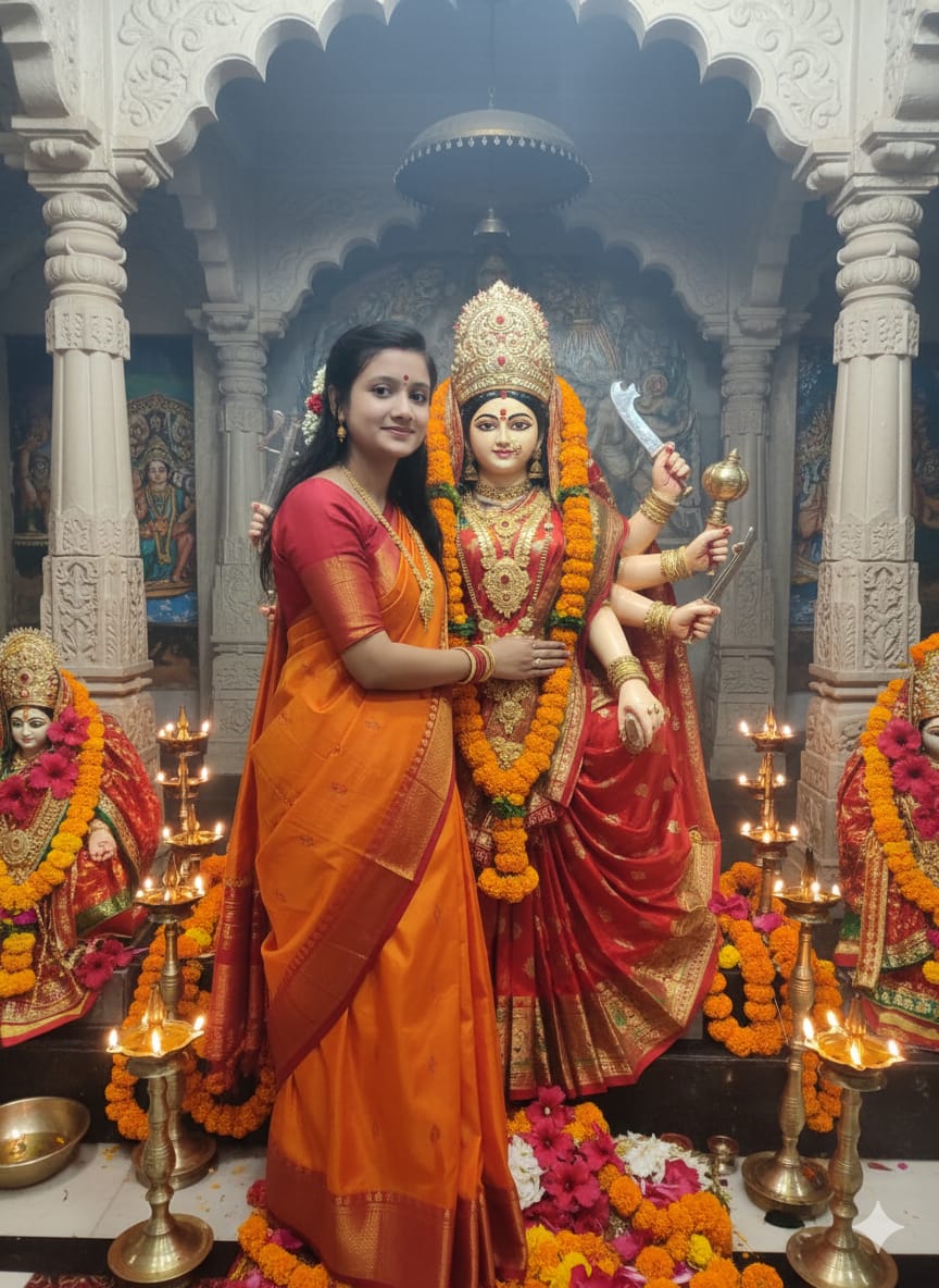 Hugging Durga Maa Photo Prompt