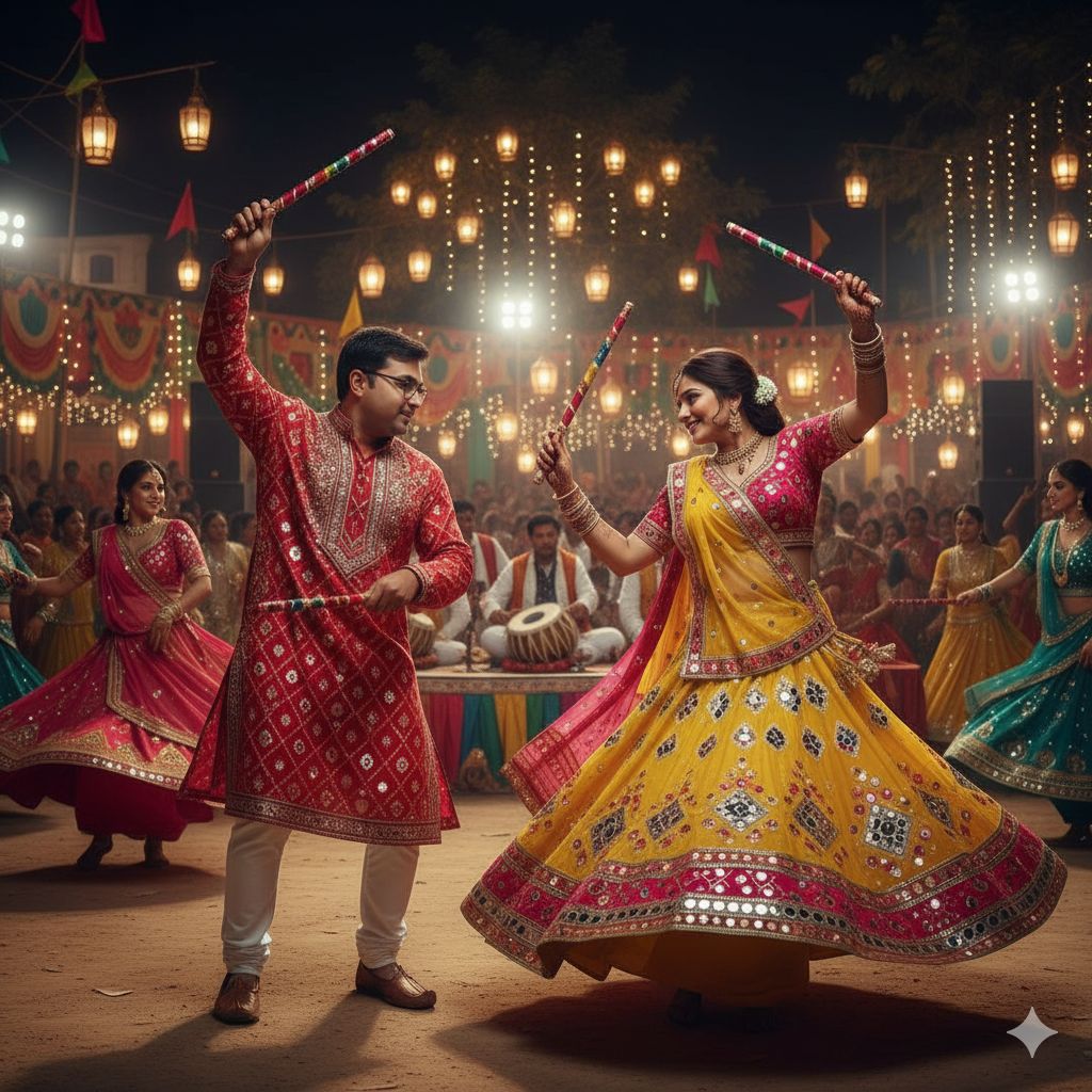 Gujarati Look Garba Couple AI Prompt