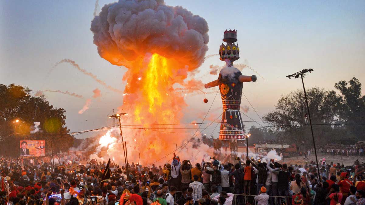 Who is burned first on Dussehra
